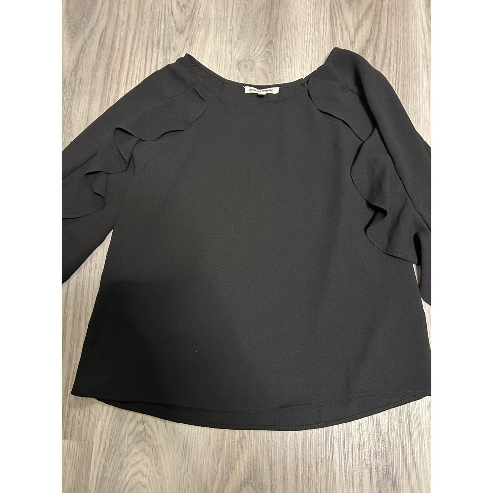 Jealous Tomato Black Ruffle Sleeve Blouse Women's Size M Elegant Top